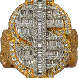 10k Rose & White Gold Diamond Cluster Dollar Sign Ring 3.50CT Size 5