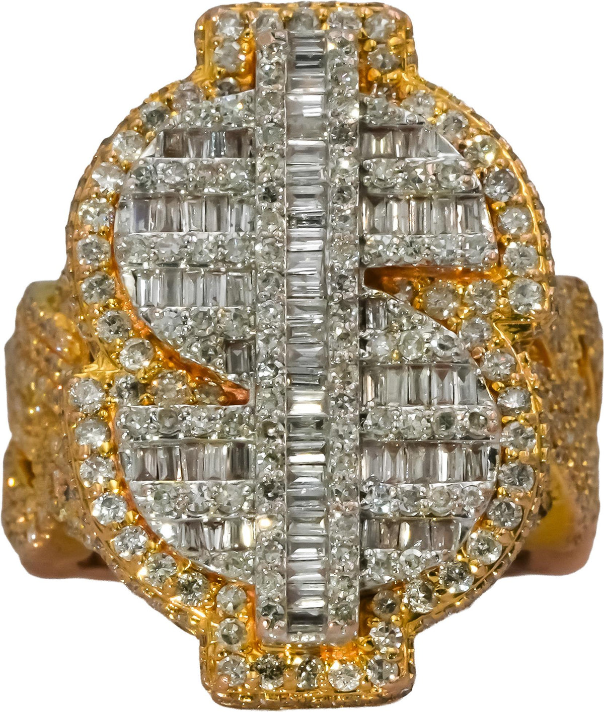 10k Rose & White Gold Diamond Cluster Dollar Sign Ring 3.50CT Size 5