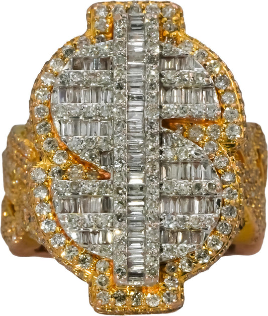 10k Rose & White Gold Diamond Cluster Dollar Sign Ring 3.50CT Size 5