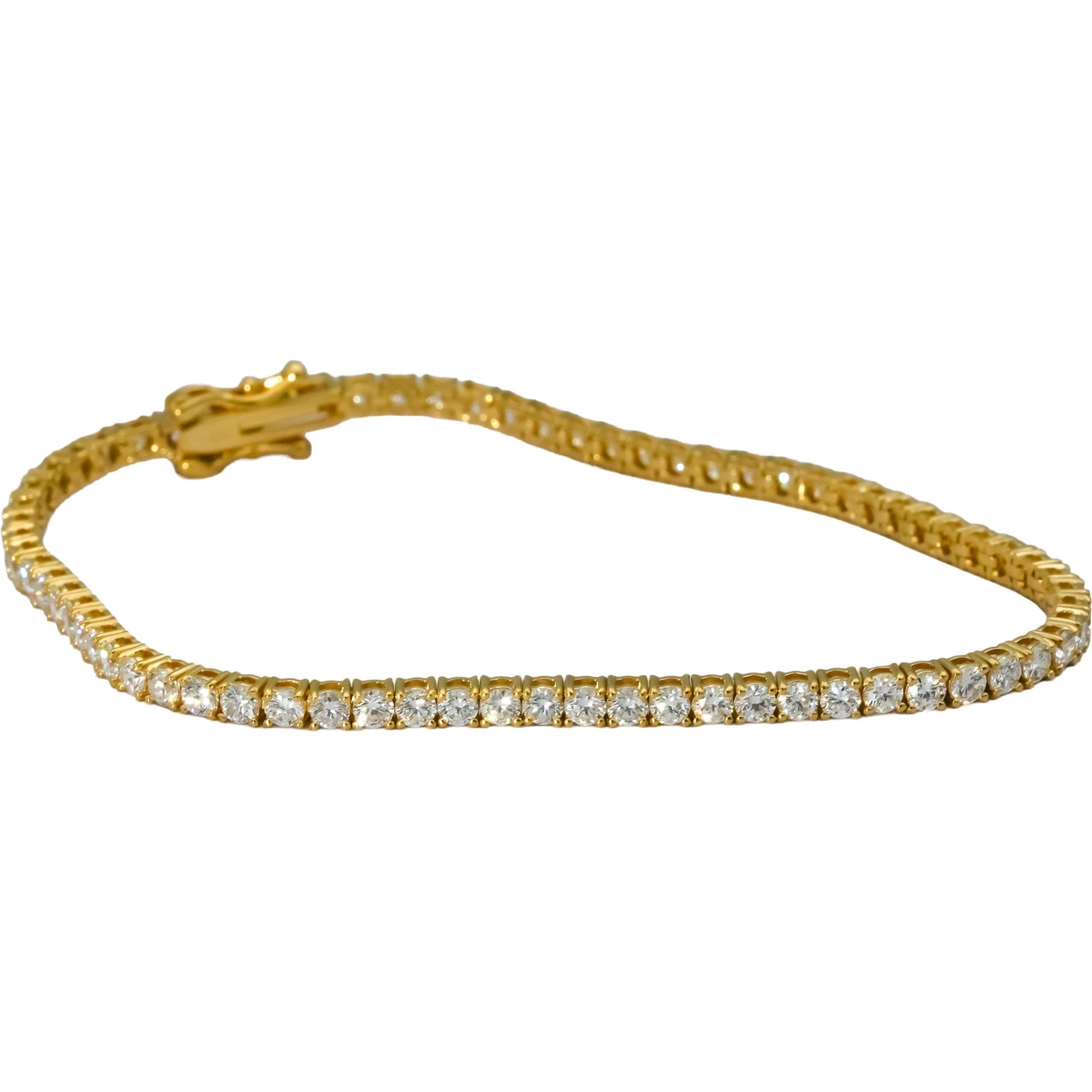 14k Yellow Gold VS Round Lab-Grown Diamond Tennis Bracelet 3.50CT