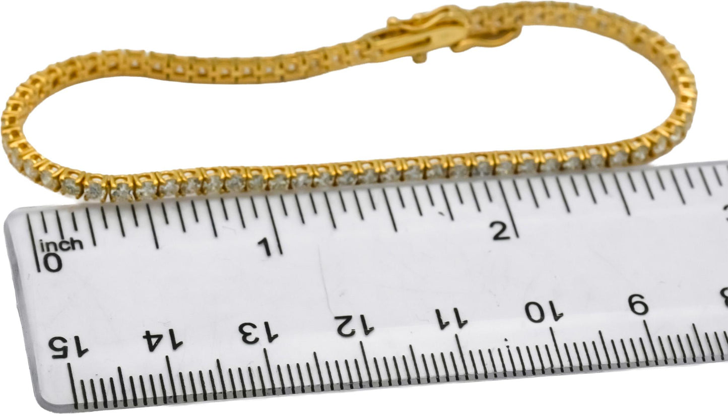 14k Yellow Gold VS Round Diamond Tennis Bracelet 3.06CT