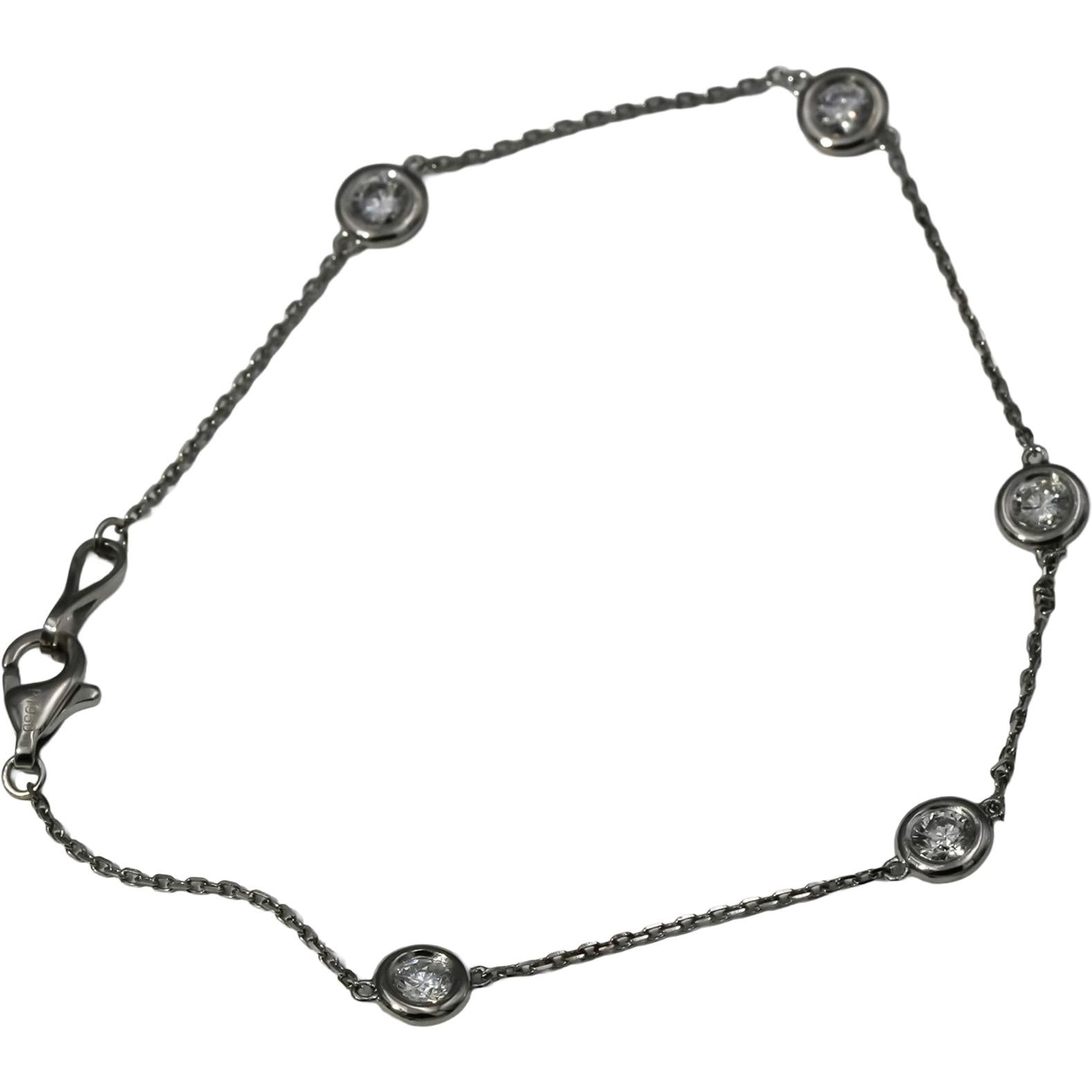 Platinum Round Diamond By The Yard Chain Bracelet 0.43CT