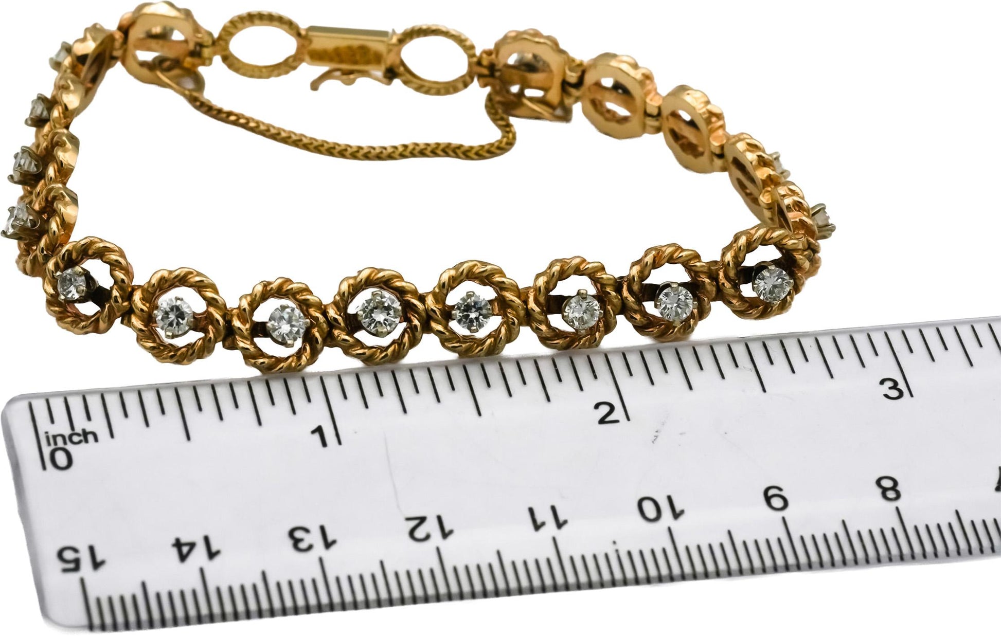 14k Yellow Gold VS Round Diamond Rope Link Bracelet 2.0CT