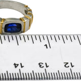 Platinum & 18k Gold Vivid Medium Blue Sapphire Solitaire Ring 1.25CT Size 4.75