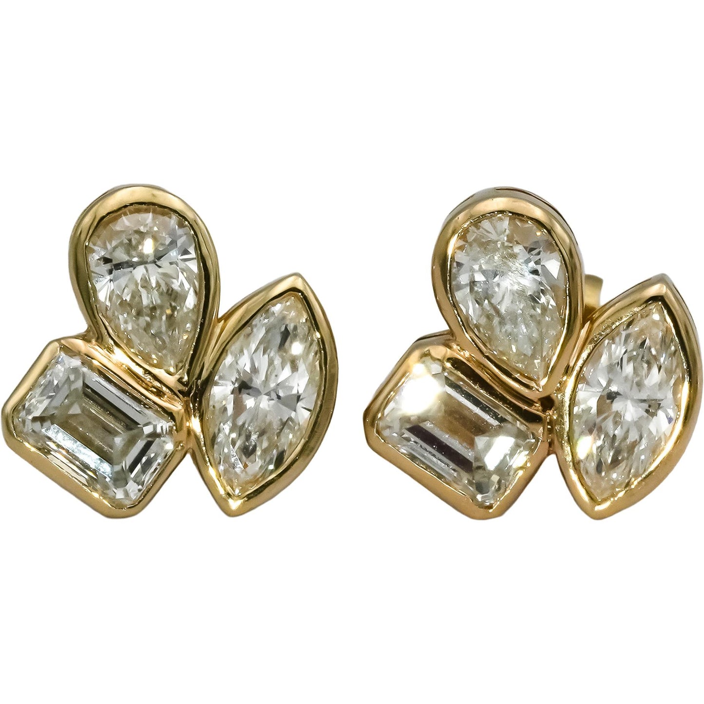 14k Yellow Gold VS Mixed Cut Lab-Grown Diamond Stud Earrings 2.86CT