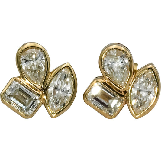 14k Yellow Gold VS Mixed Cut Lab-Grown Diamond Stud Earrings 2.86CT