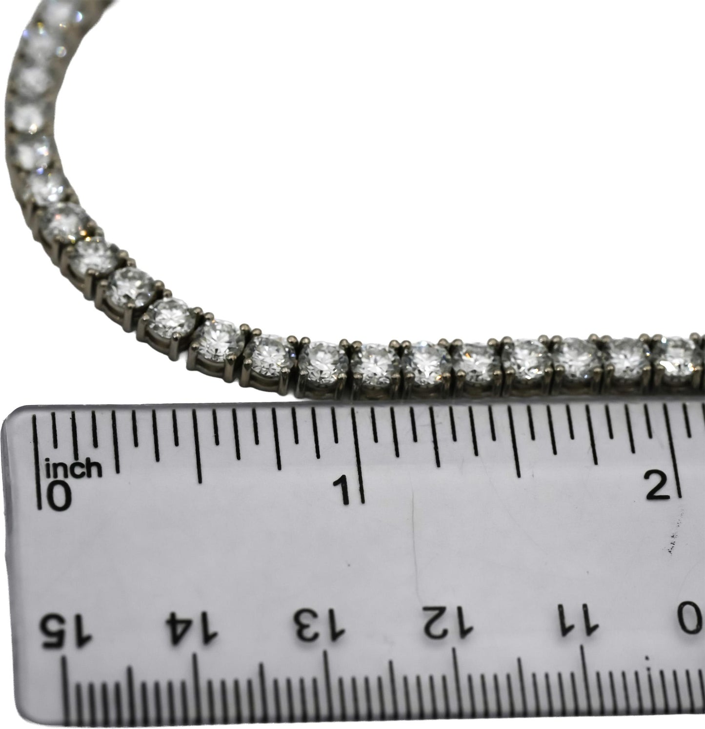 14k White Gold VS Round Lab-Grown Diamond Tennis Necklace 27.15CT