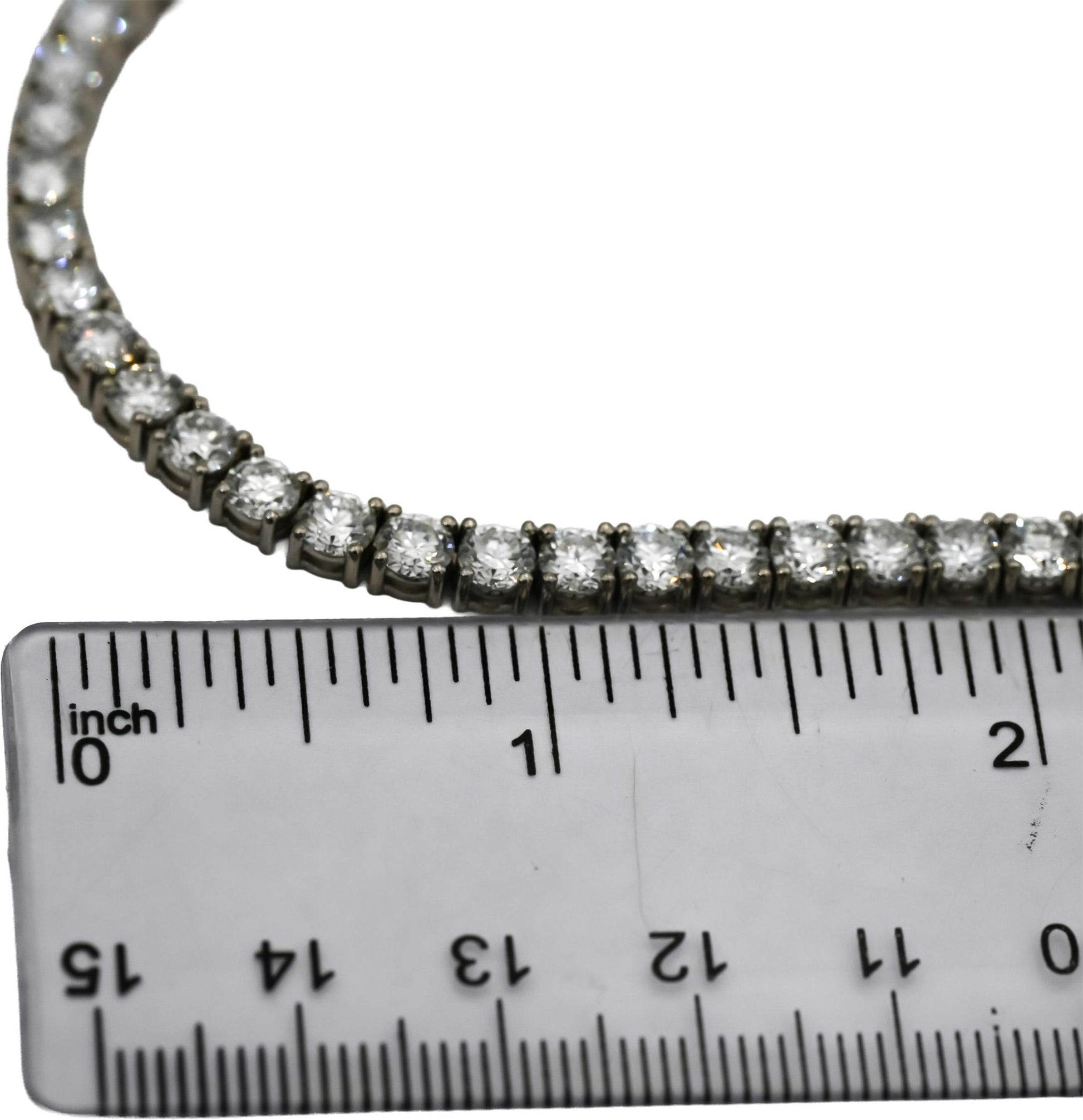 14k White Gold VS Round Lab-Grown Diamond Tennis Necklace 27.15CT