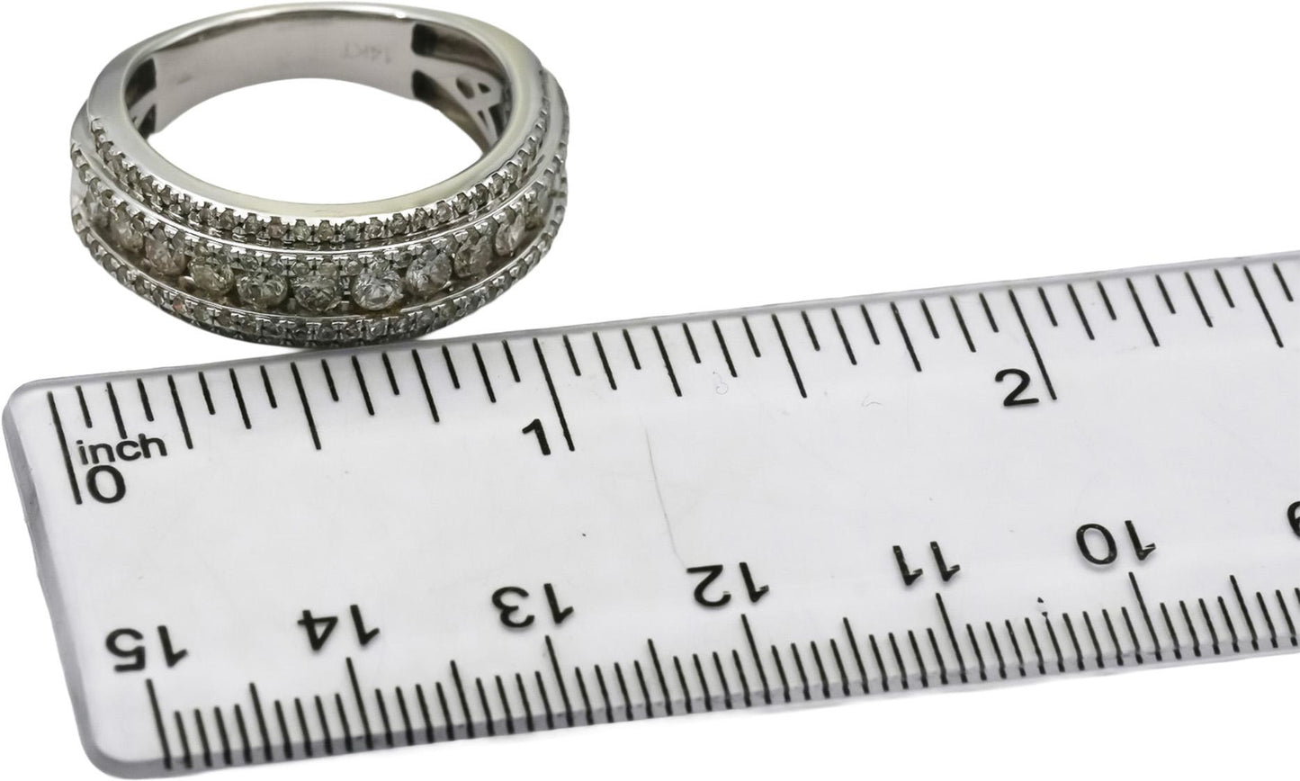 14k White Gold Round Diamond Band Ring 2.0CT Size 10