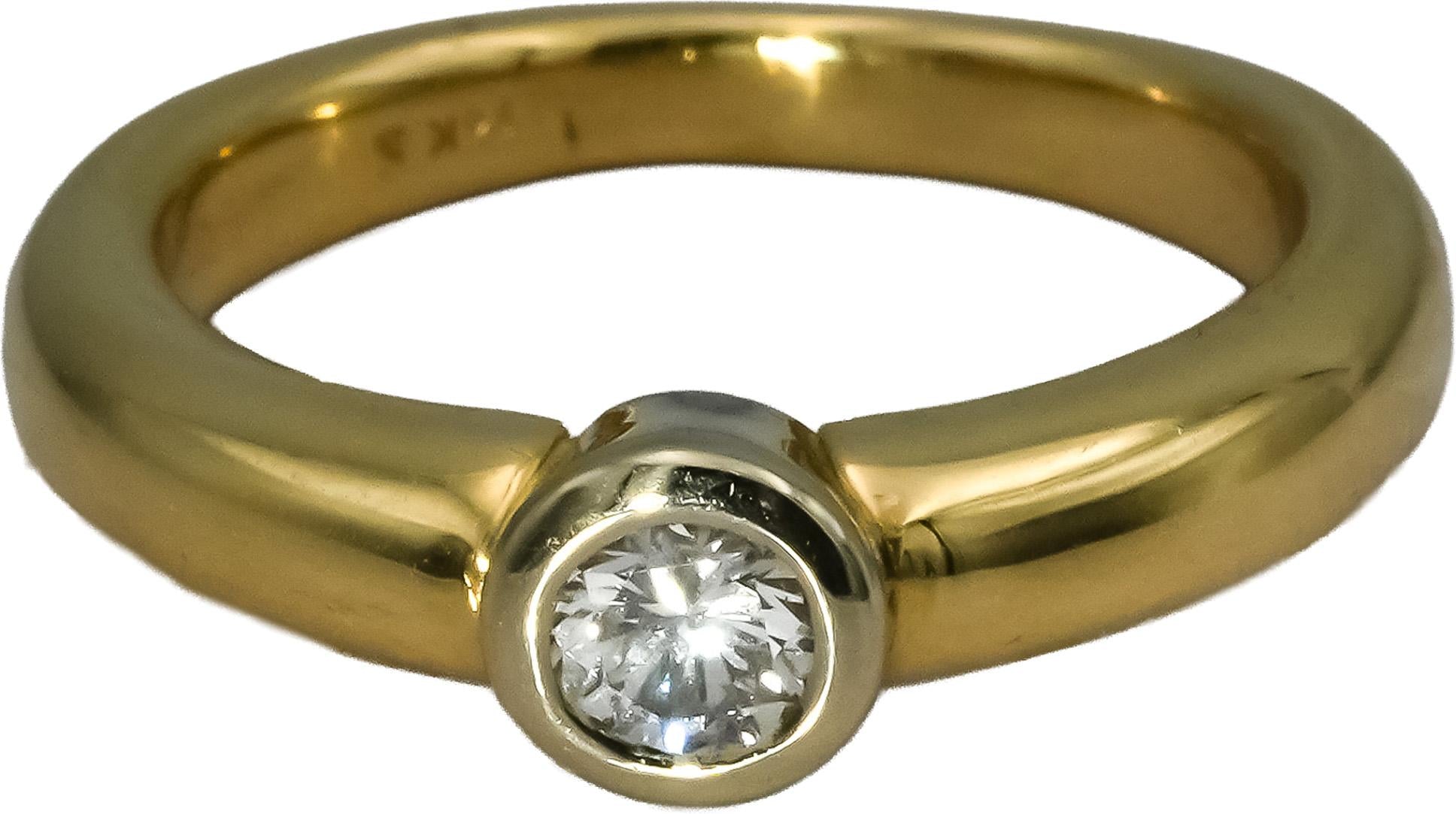 14k Yellow Gold Round Bezel Set Diamond Solitaire Ring .25CT Size 5.5