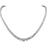 14k White Gold VS Round Lab-Grown Diamond Graduated Riviera Necklace 29.47CT