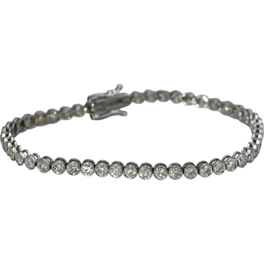 14k White Gold VS Round Bezel Set Diamond Tennis Bracelet 4.36CT