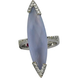 ROBERTO COIN 18k White Gold Diamond and Chalcedony Cocktail Ring Size 6.75