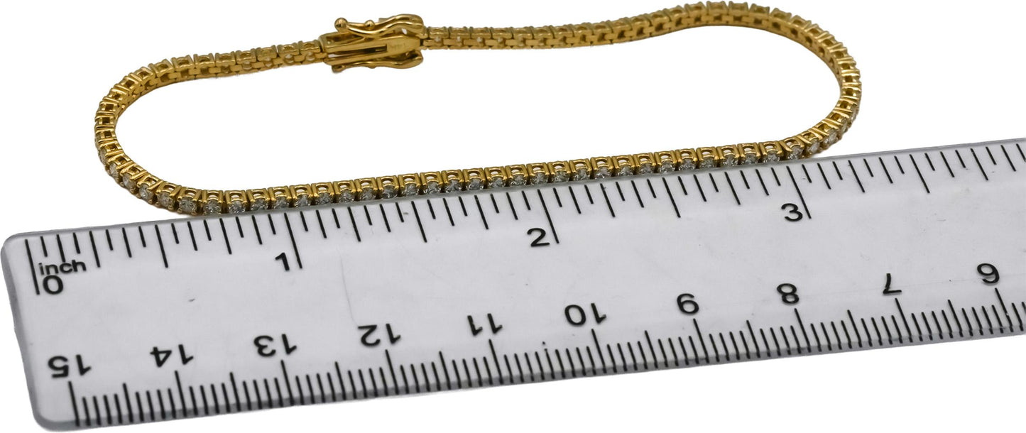 14k Yellow Gold VS Round Diamond Tennis Bracelet 1.65CT