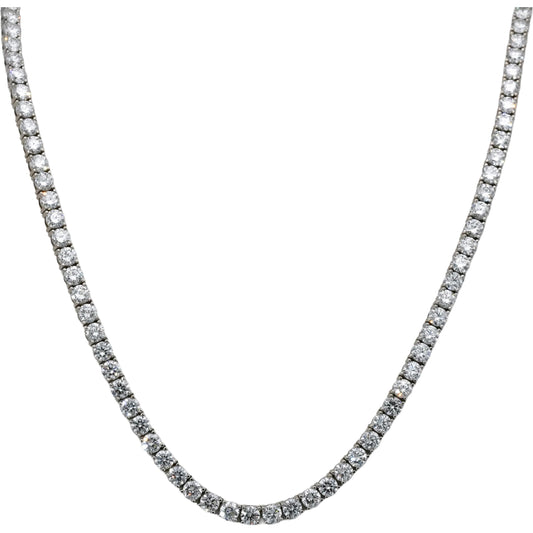 14k White Gold VS Round Lab-Grown Diamond Tennis Necklace 37.28CT