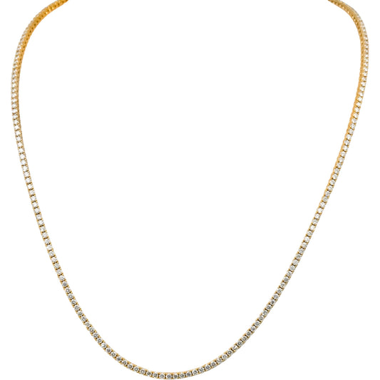 14k Yellow Gold Round Natural Diamond Tennis Necklace 5.85CT