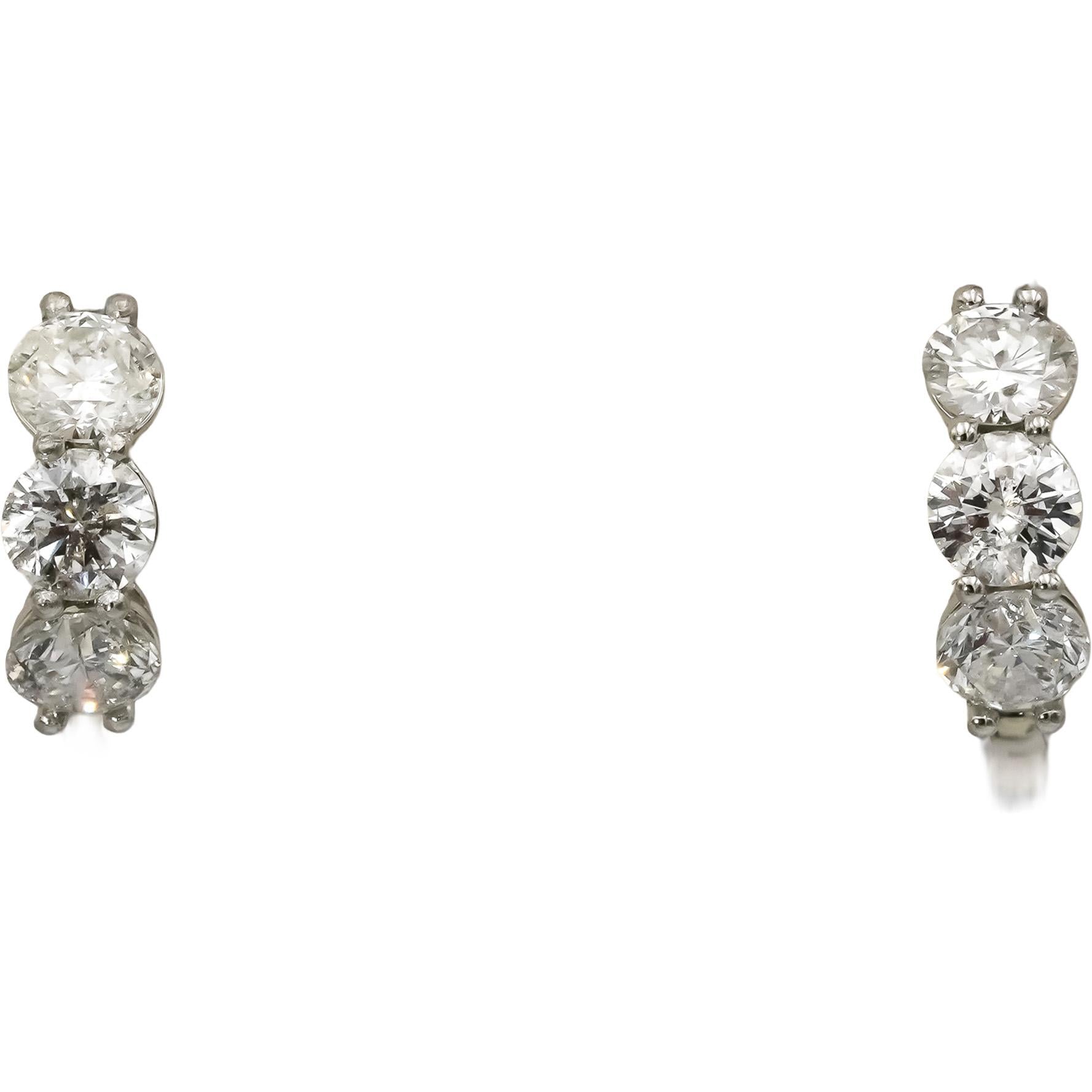 Platinum VS Round Lab-Grown Diamond Huggie Earrings 1.31CT