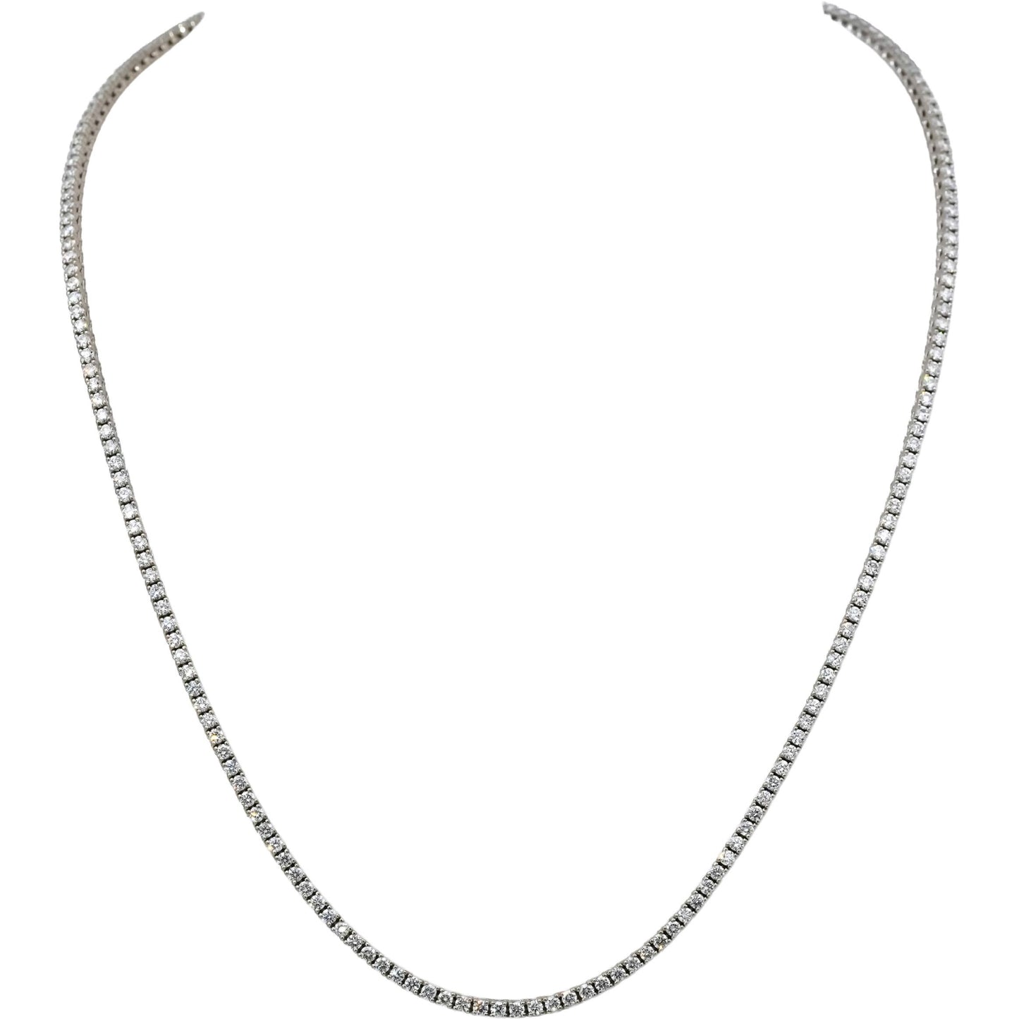 14k White Gold VS Round Natural Diamond Tennis Necklace 5.08CT