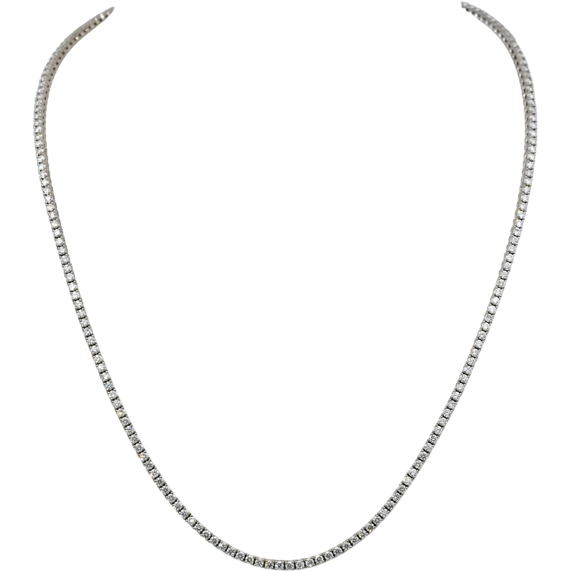 14k White Gold VS Round Natural Diamond Tennis Necklace 5.08CT