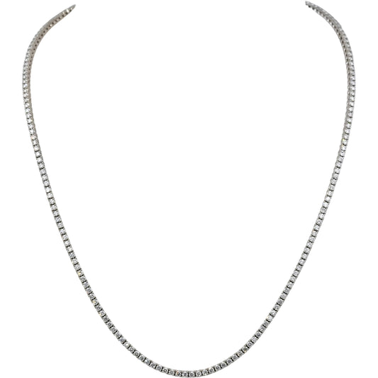 14k White Gold VS Round Natural Diamond Tennis Necklace 5.08CT
