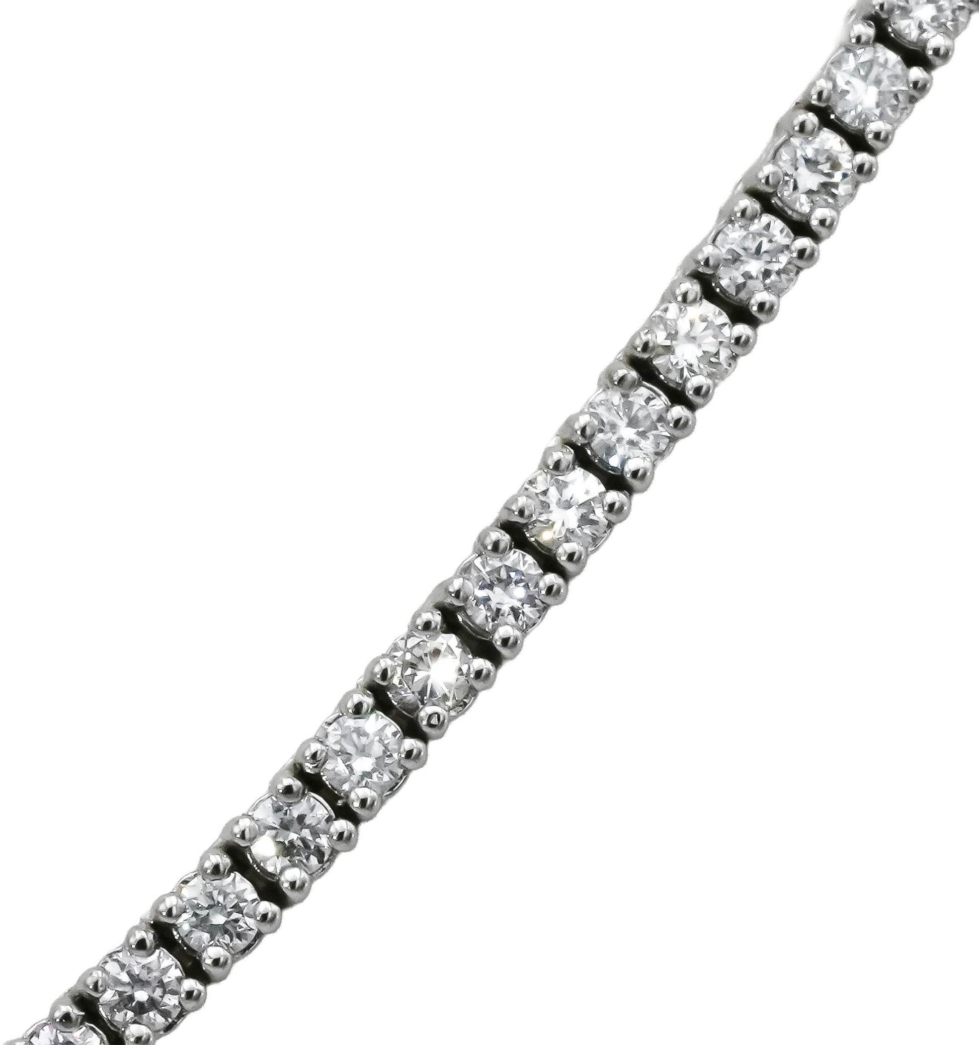 14k White Gold VS Round Natural Diamond Tennis Necklace 5.16CT