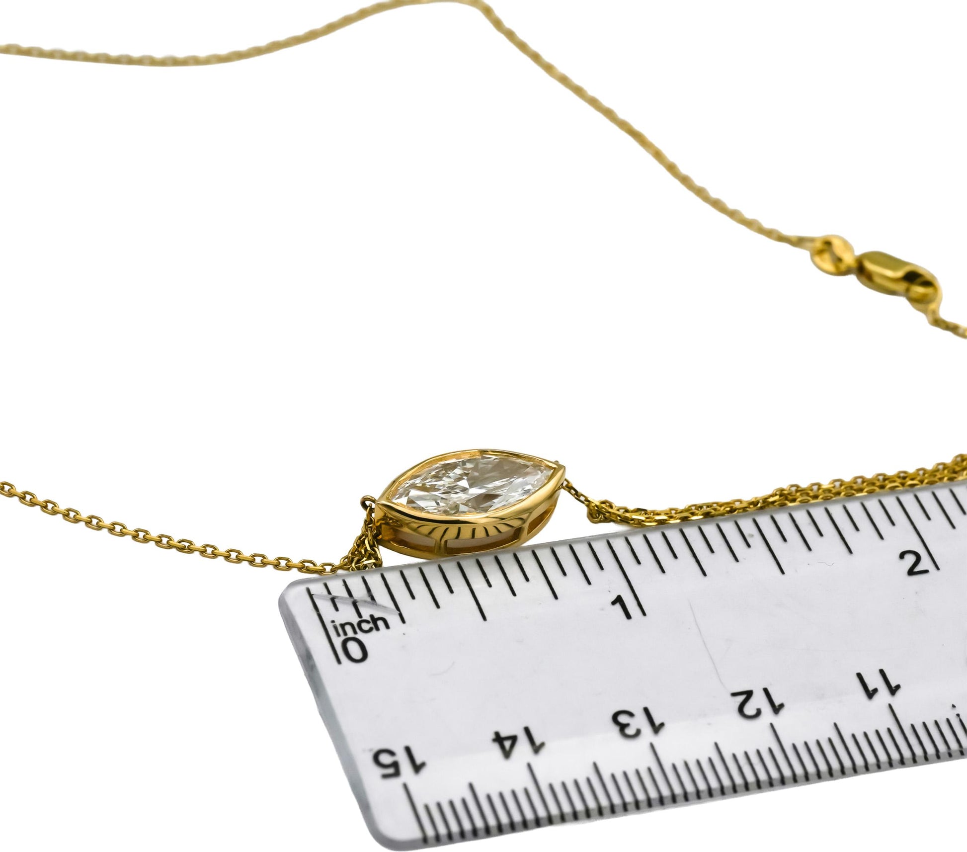 14k Yellow Gold VS Marquise Lab-Grown Diamond Solitaire Pendant Necklace 2.37CT
