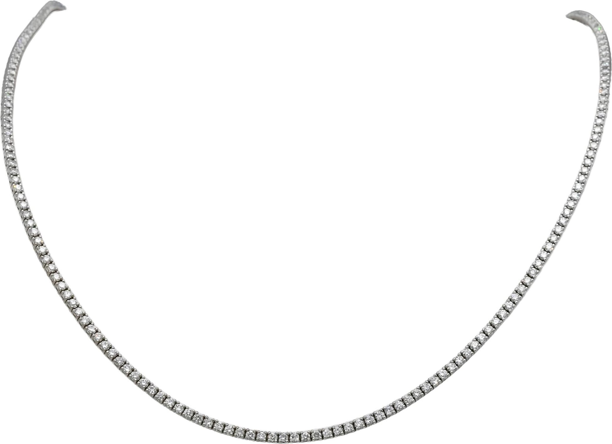 14k White Gold VS Round Natural Diamond Tennis Necklace 5.18CT