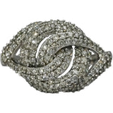 10k White Gold Round Diamond Cluster Twist Knot Ring 1.0CT Size 7
