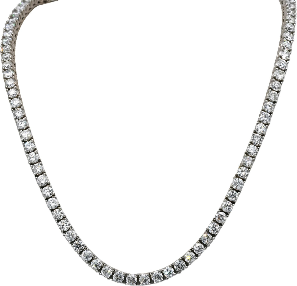 14k White Gold Round Natural Diamond Tennis Necklace 45.0CT