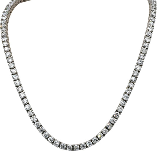 14k White Gold Round Natural Diamond Tennis Necklace 45.0CT
