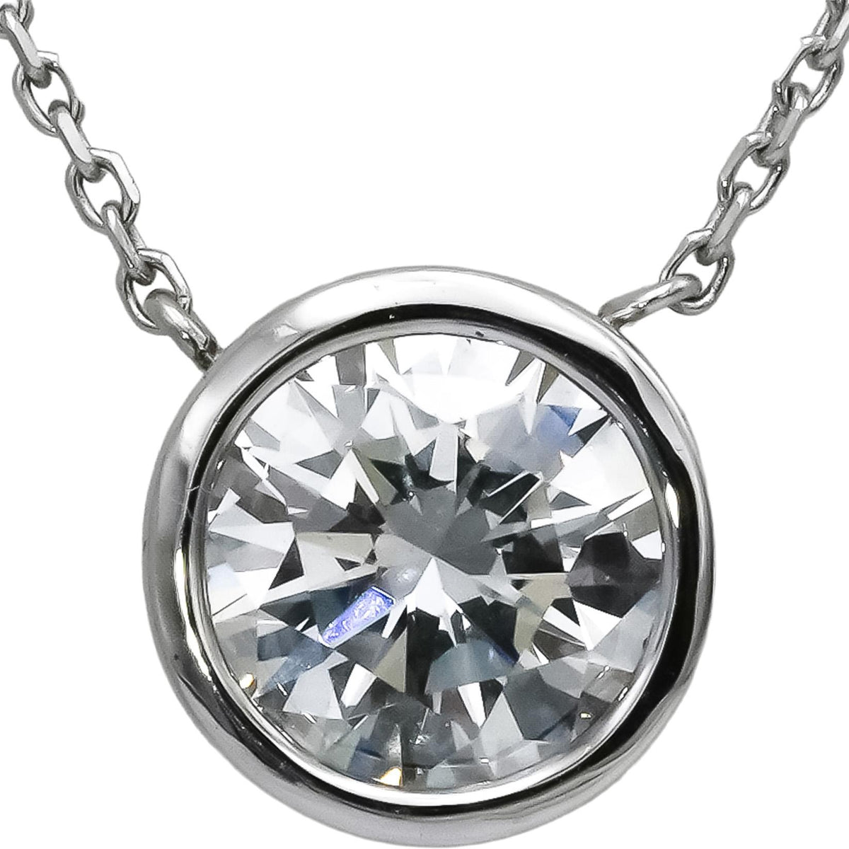 14k White Gold VS Round Lab-Grown Diamond Solitaire Pendant Necklace 1.57CT
