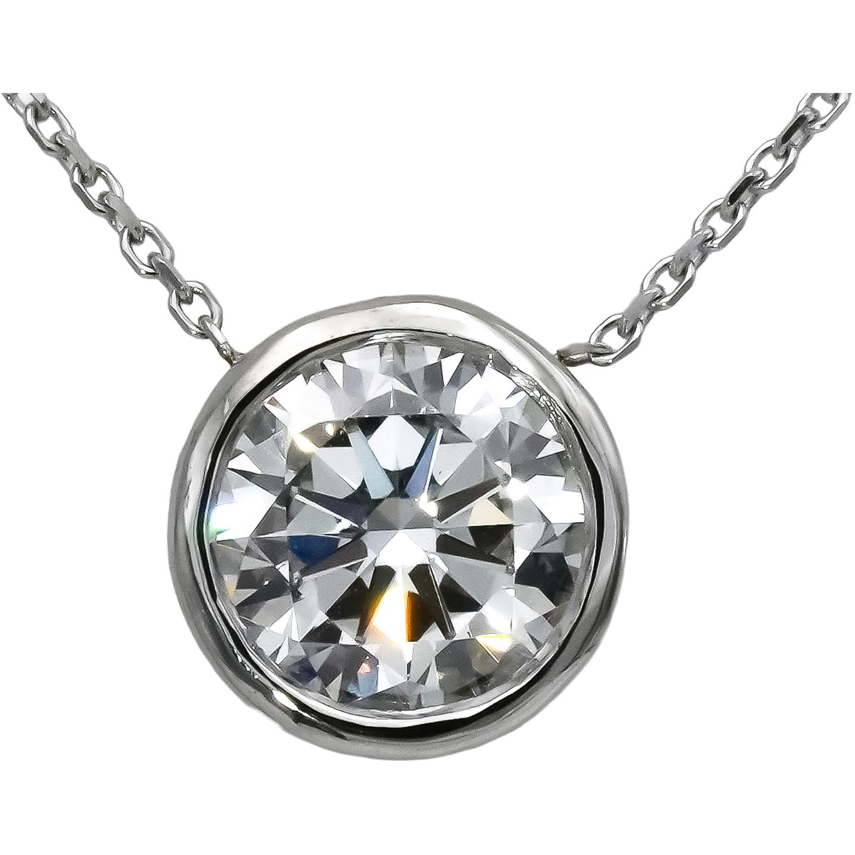 14k White Gold VS Round Lab-Grown Diamond Solitaire Pendant Necklace 2.51CT