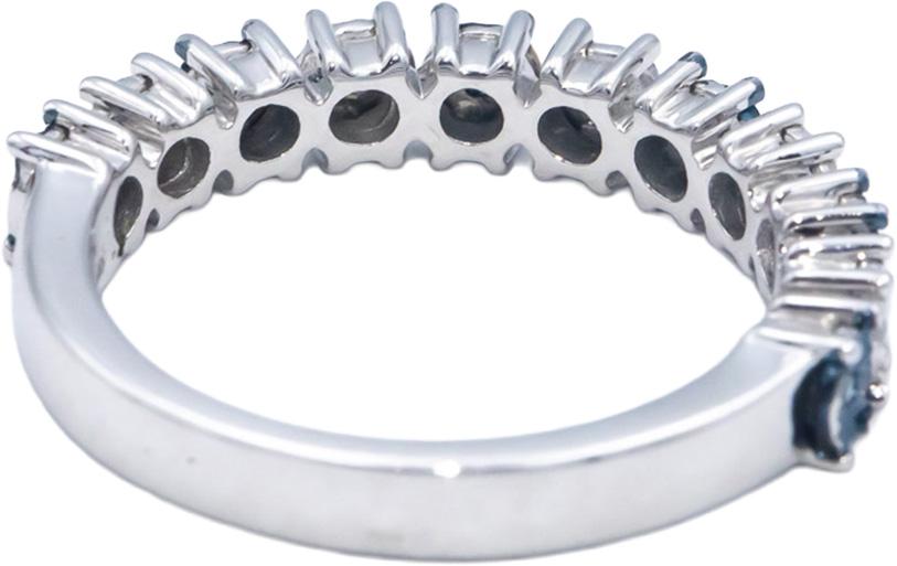 14k White Gold 0.05CT White and Blue Diamond Illusion Setting Band Ring Size 6