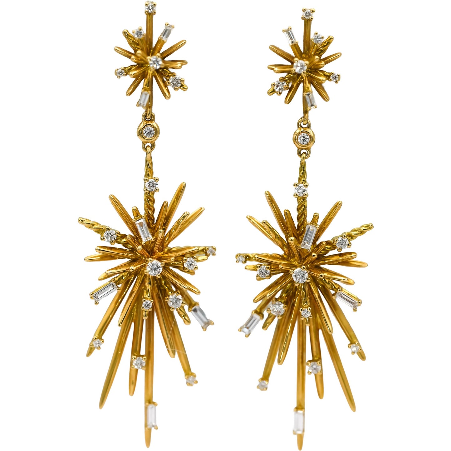 DAVID YURMAN 18k Yellow Gold VS Diamond Supernova Climber Earrings 0.95CT