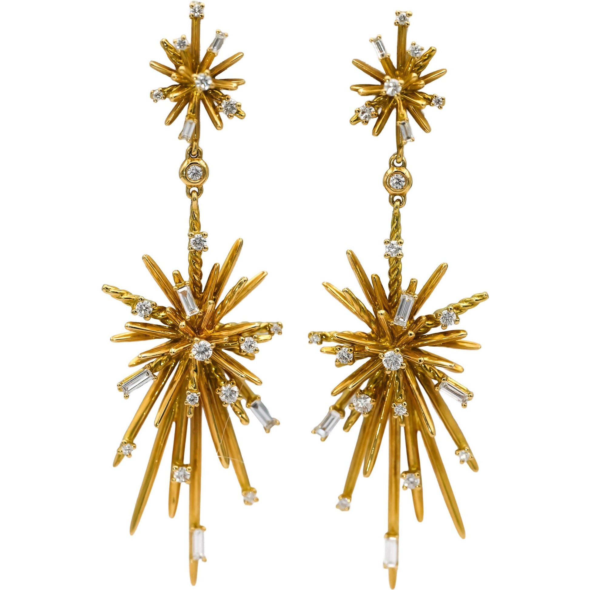 DAVID YURMAN 18k Yellow Gold VS Diamond Supernova Climber Earrings 0.95CT