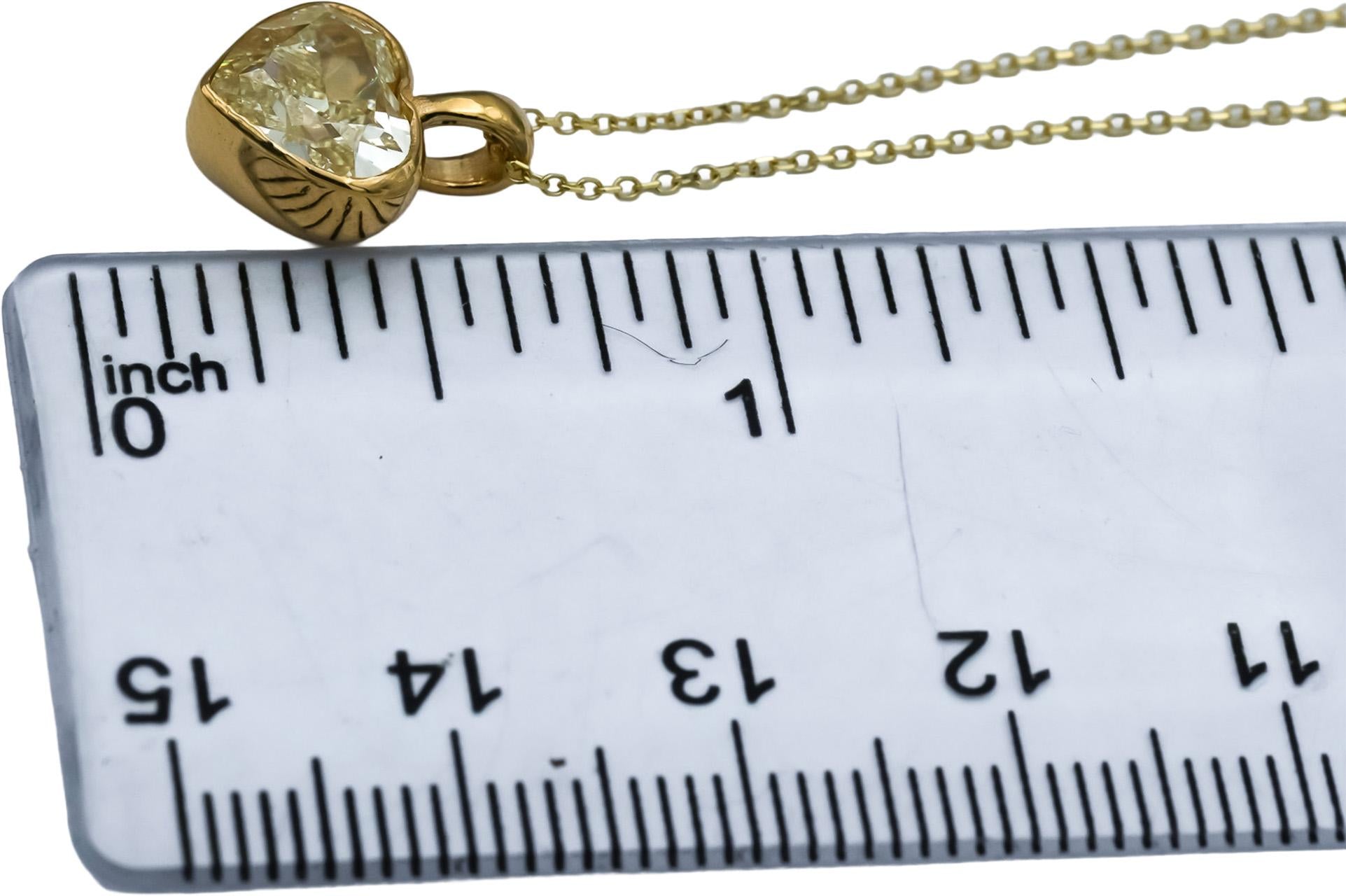 GIA Certified 18k & 14k Gold VS2/U-V Heart Cut Diamond Pendant Necklace 2.52CT