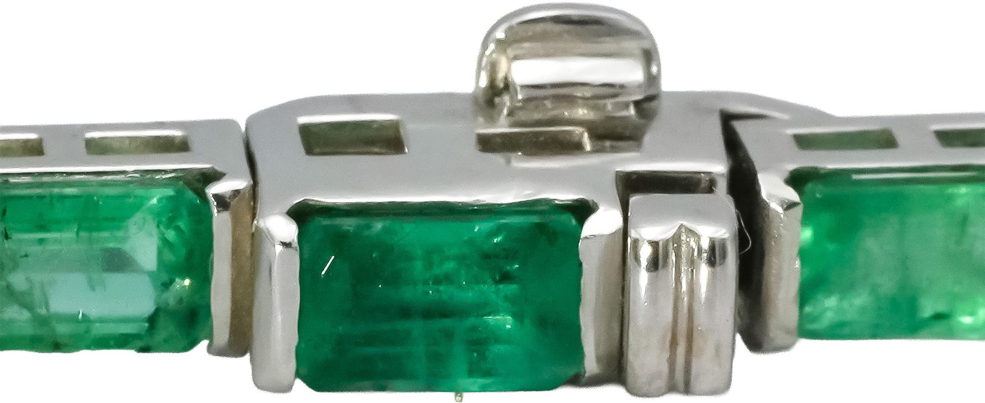 14k White Gold Emerald Bar Set Line Bracelet 10.0CT