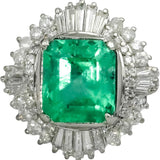 GIA Certified Platinum Natural Colombian Emerald & Diamond Ring 4.15CT Size 5.5