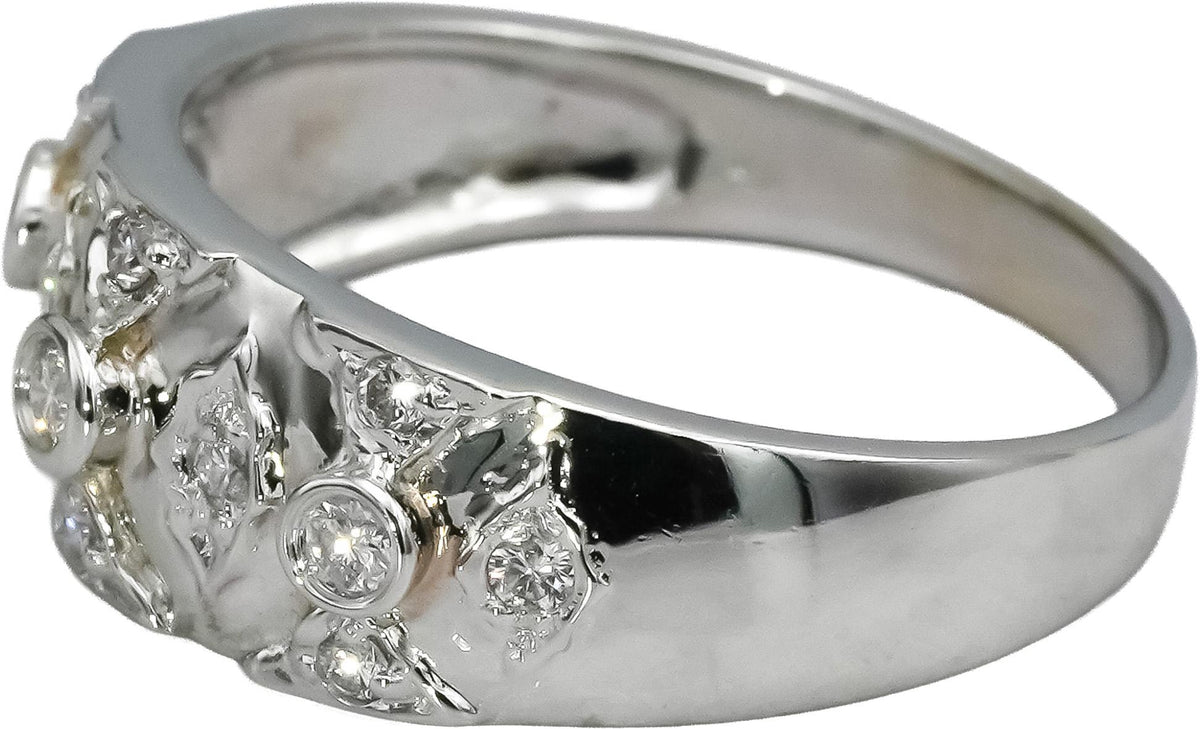 14k White Gold Round Diamond Band Ring 0.20CT Size 6.75