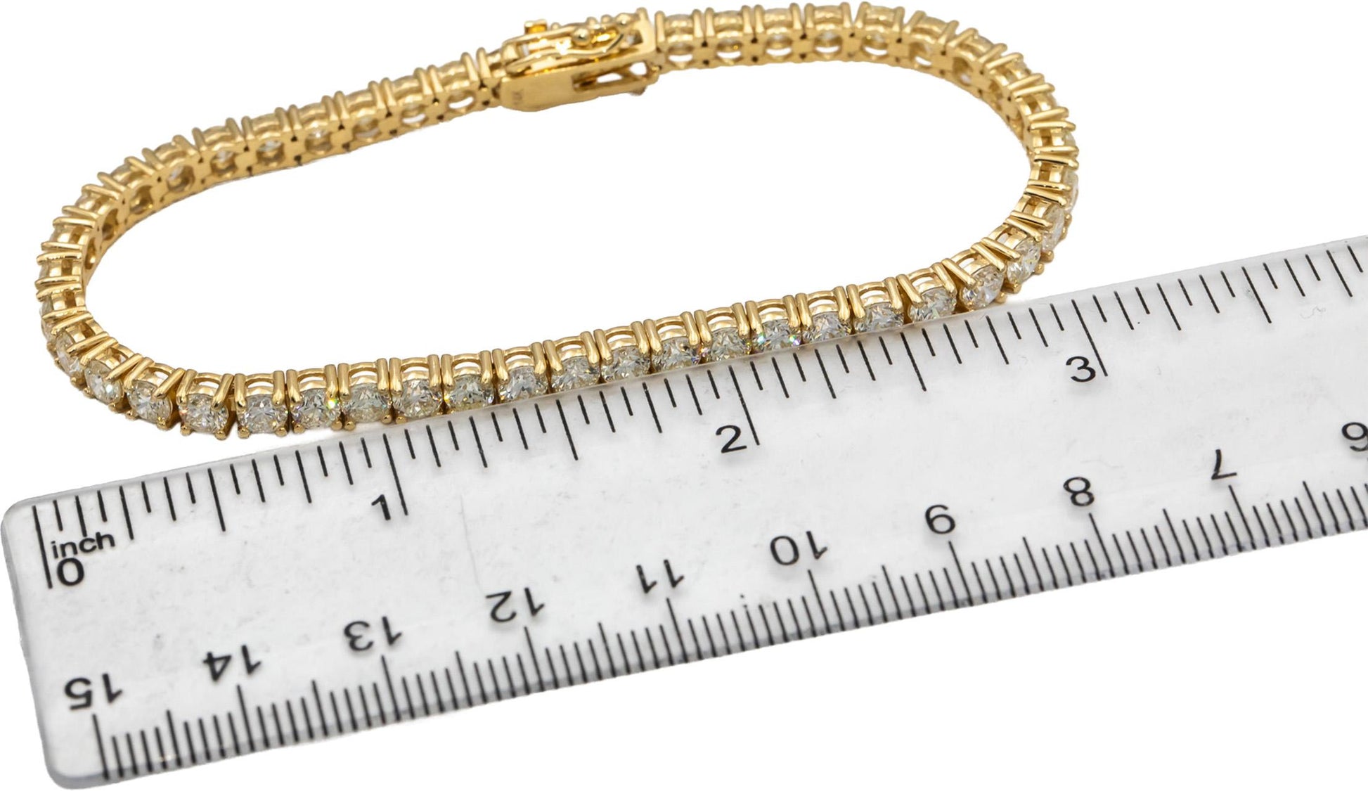 14k Yellow Gold VS Round Diamond Tennis Bracelet 9.01CT