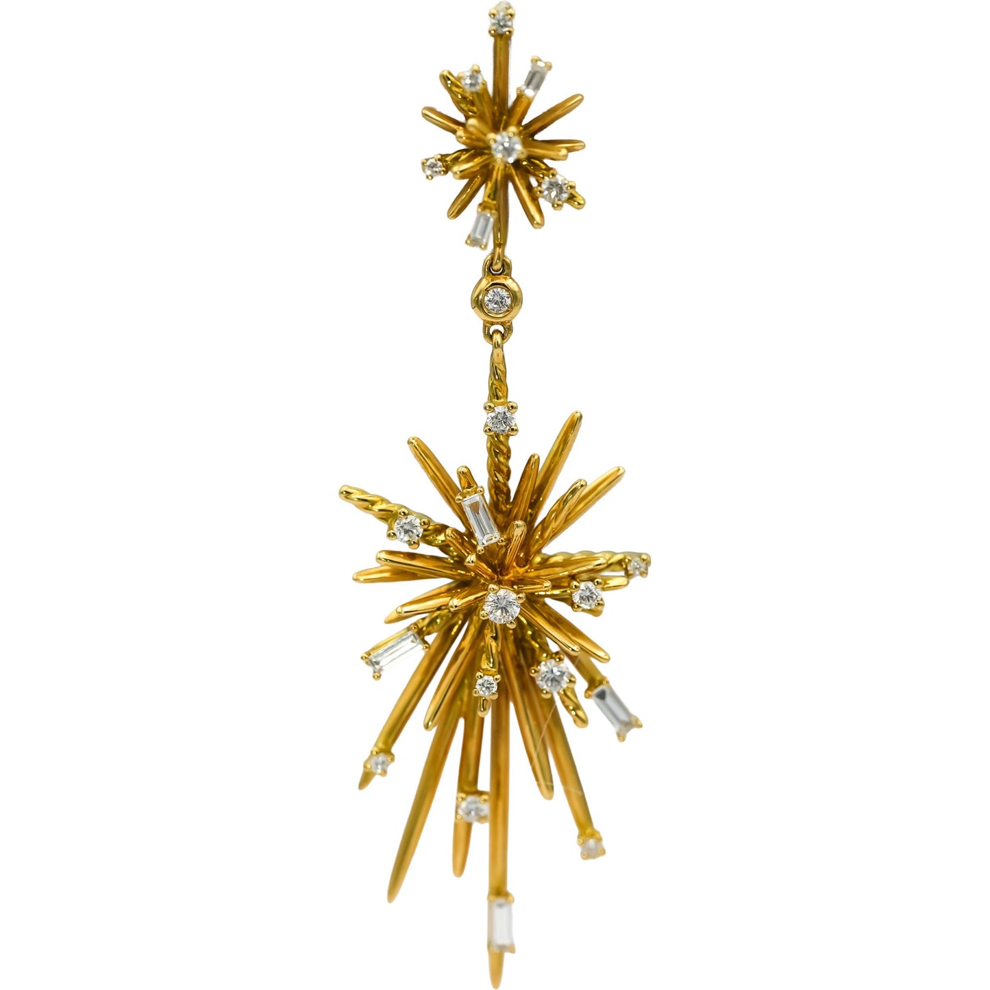 DAVID YURMAN 18k Yellow Gold VS Diamond Supernova Climber Earrings 0.95CT