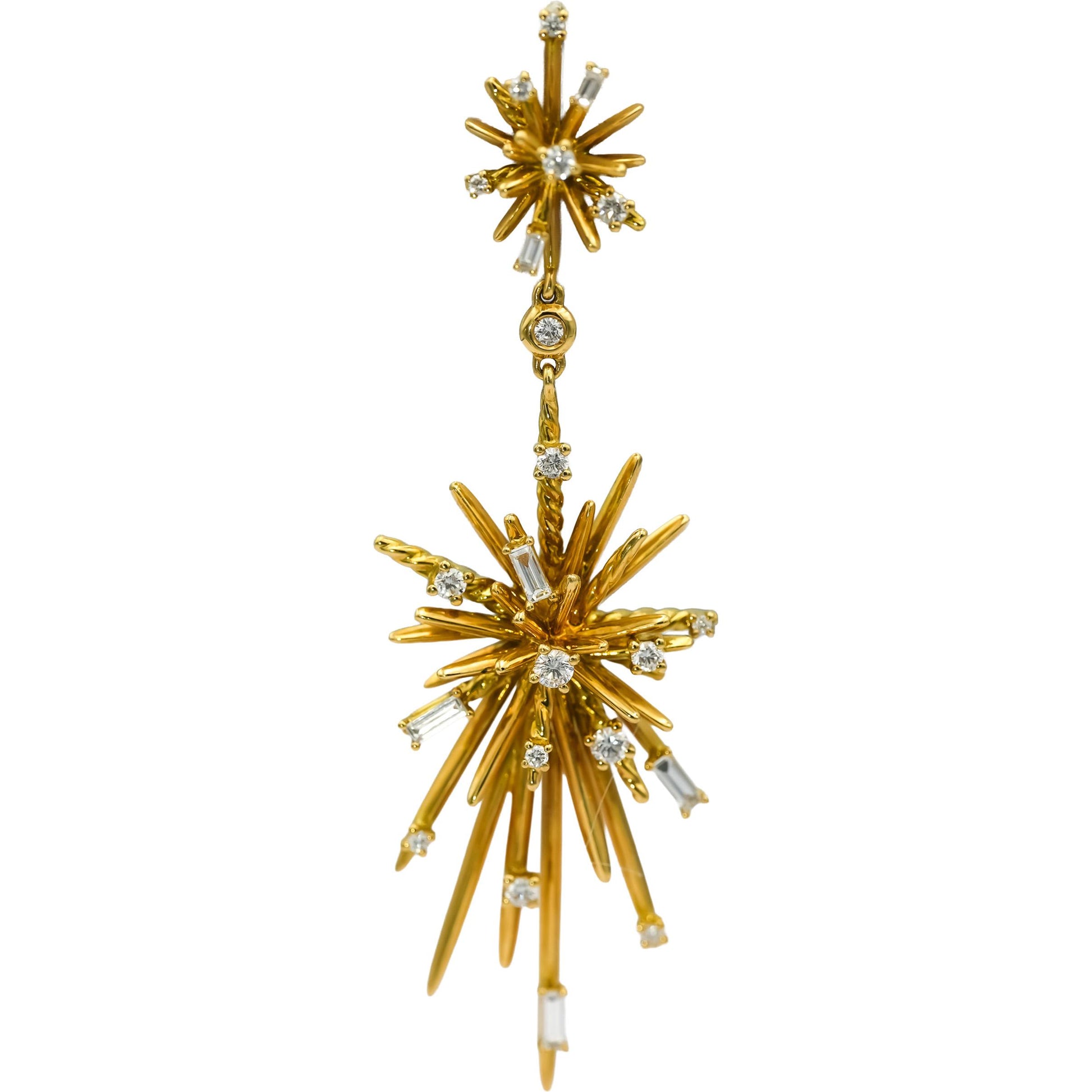 DAVID YURMAN 18k Yellow Gold VS Diamond Supernova Climber Earrings 0.95CT