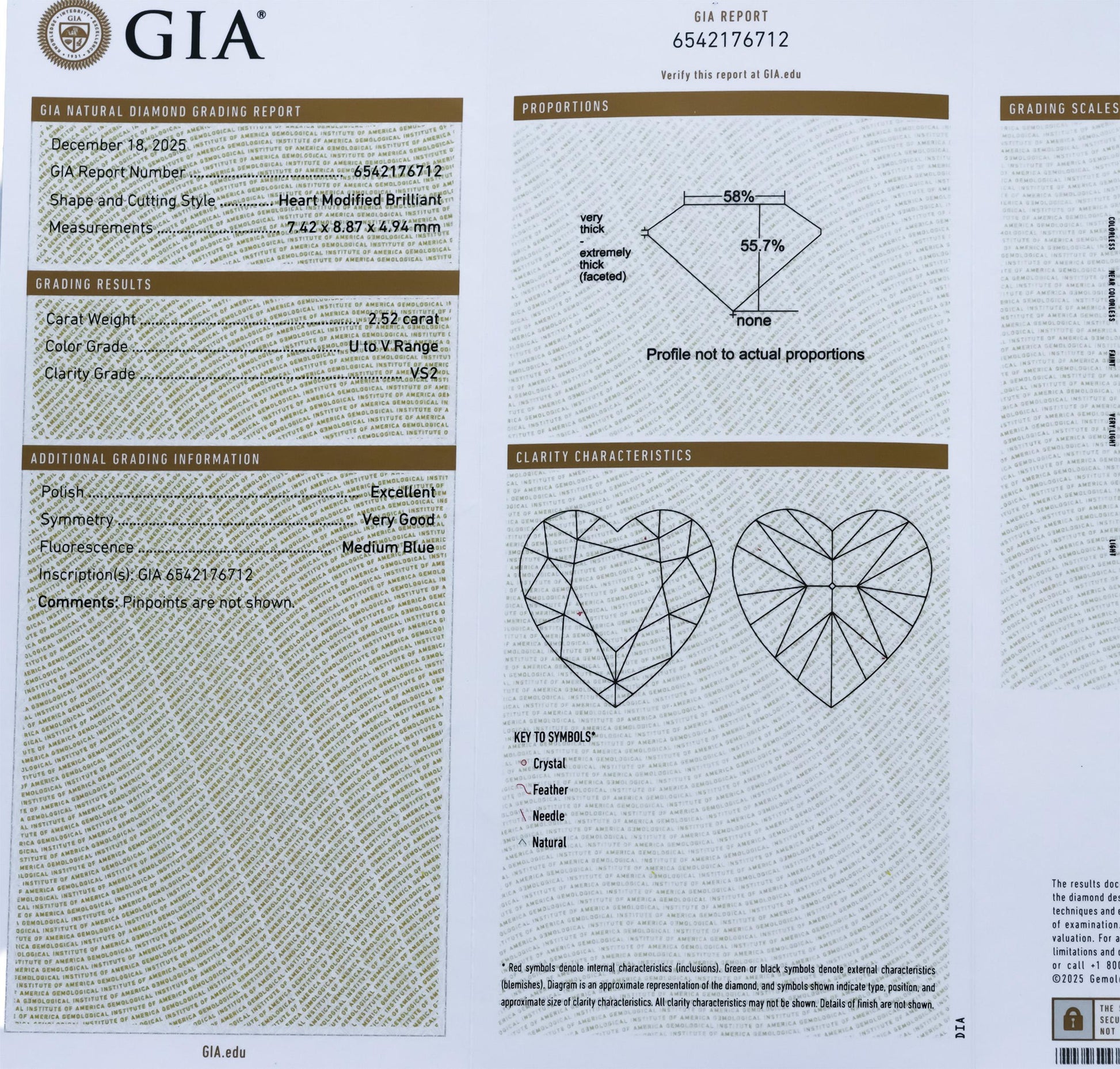GIA Certified 18k & 14k Gold VS2/U-V Heart Cut Diamond Pendant Necklace 2.52CT