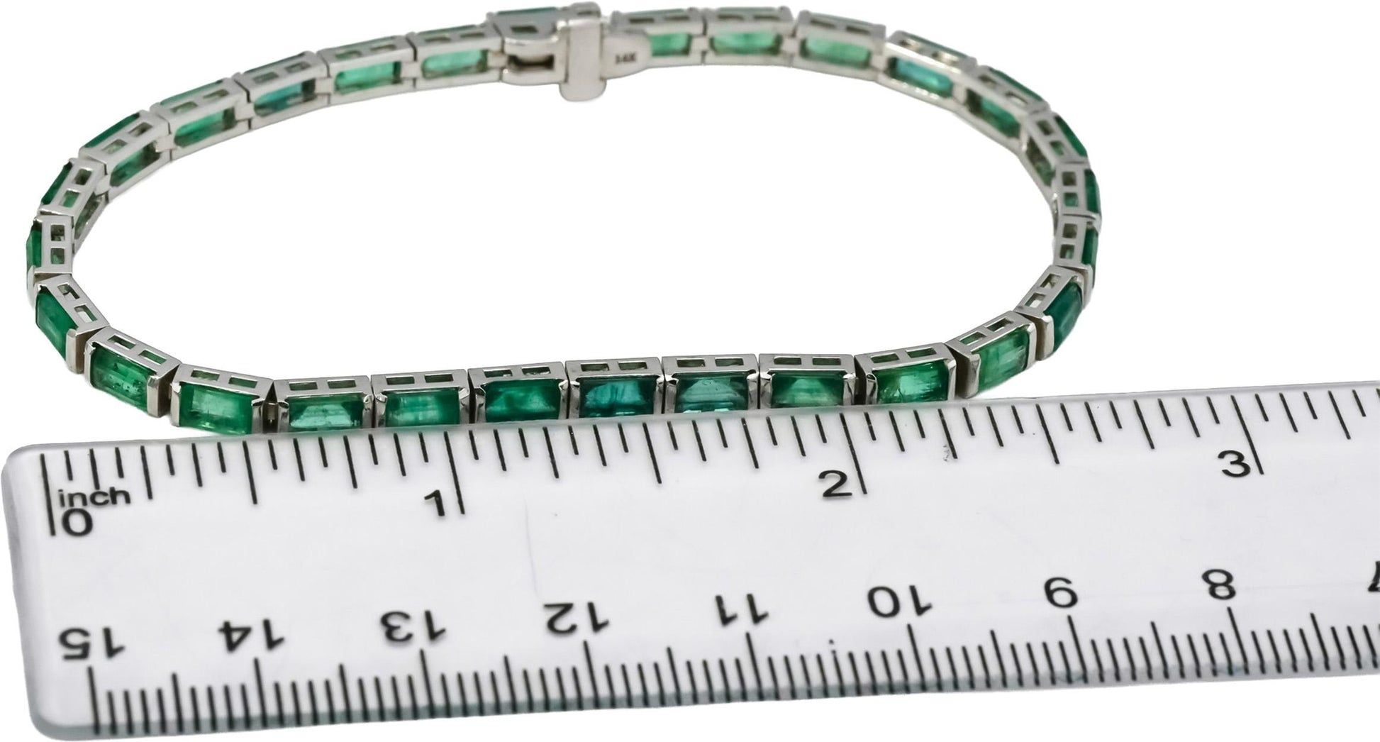14k White Gold Emerald Bar Set Line Bracelet 10.0CT
