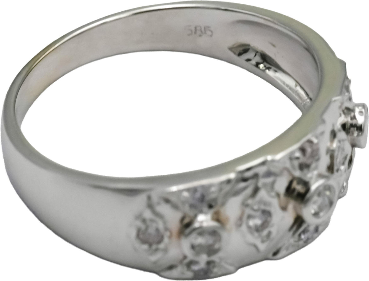 14k White Gold Round Diamond Band Ring 0.20CT Size 6.75