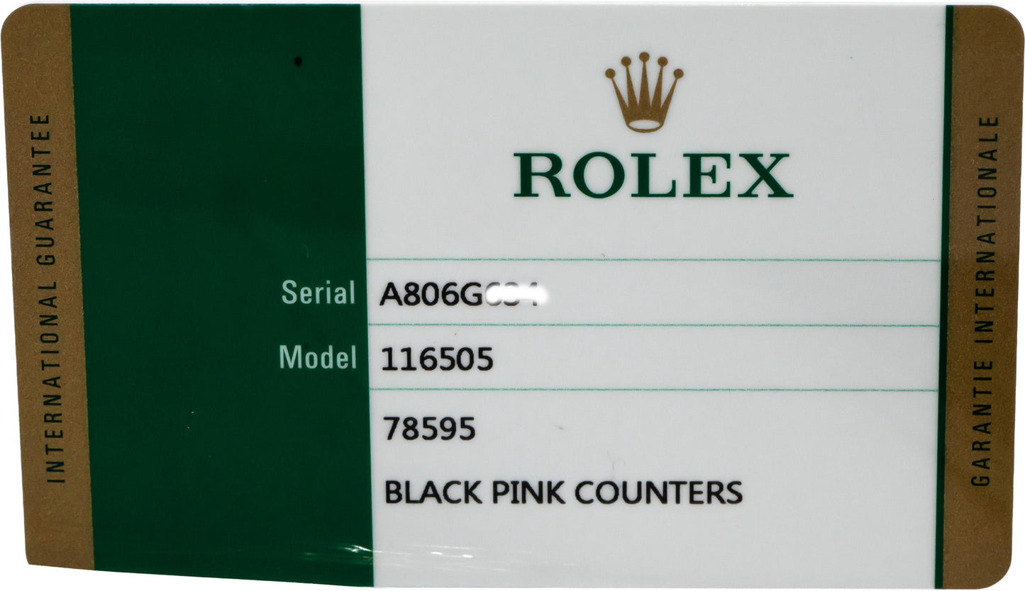 ROLEX 18k Rose Gold Cosmograph Daytona 116505 Automatic Watch w/ Papers Links