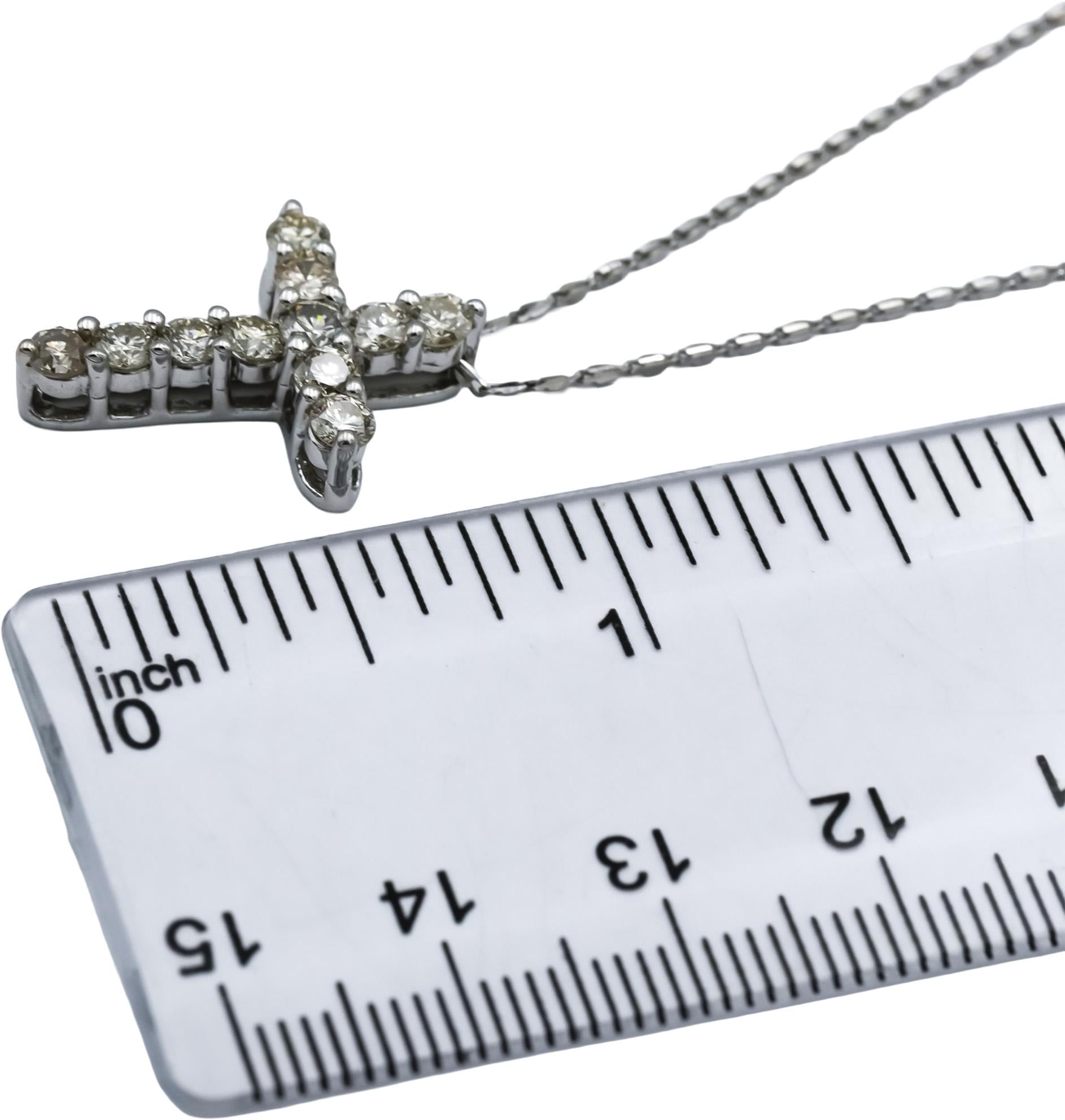 14k White Gold Round Diamond Cross Crucifix Pendant Necklace 1.58CT