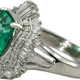 GIA Certified Platinum Natural Colombian Emerald & Diamond Ring 4.15CT Size 5.5