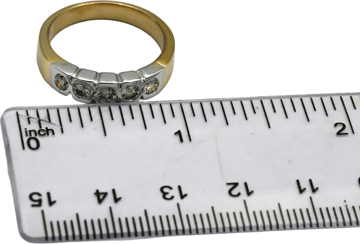 14k White and Yellow Gold VS Round Bezel Diamond Band Ring 0.50CT Size 8