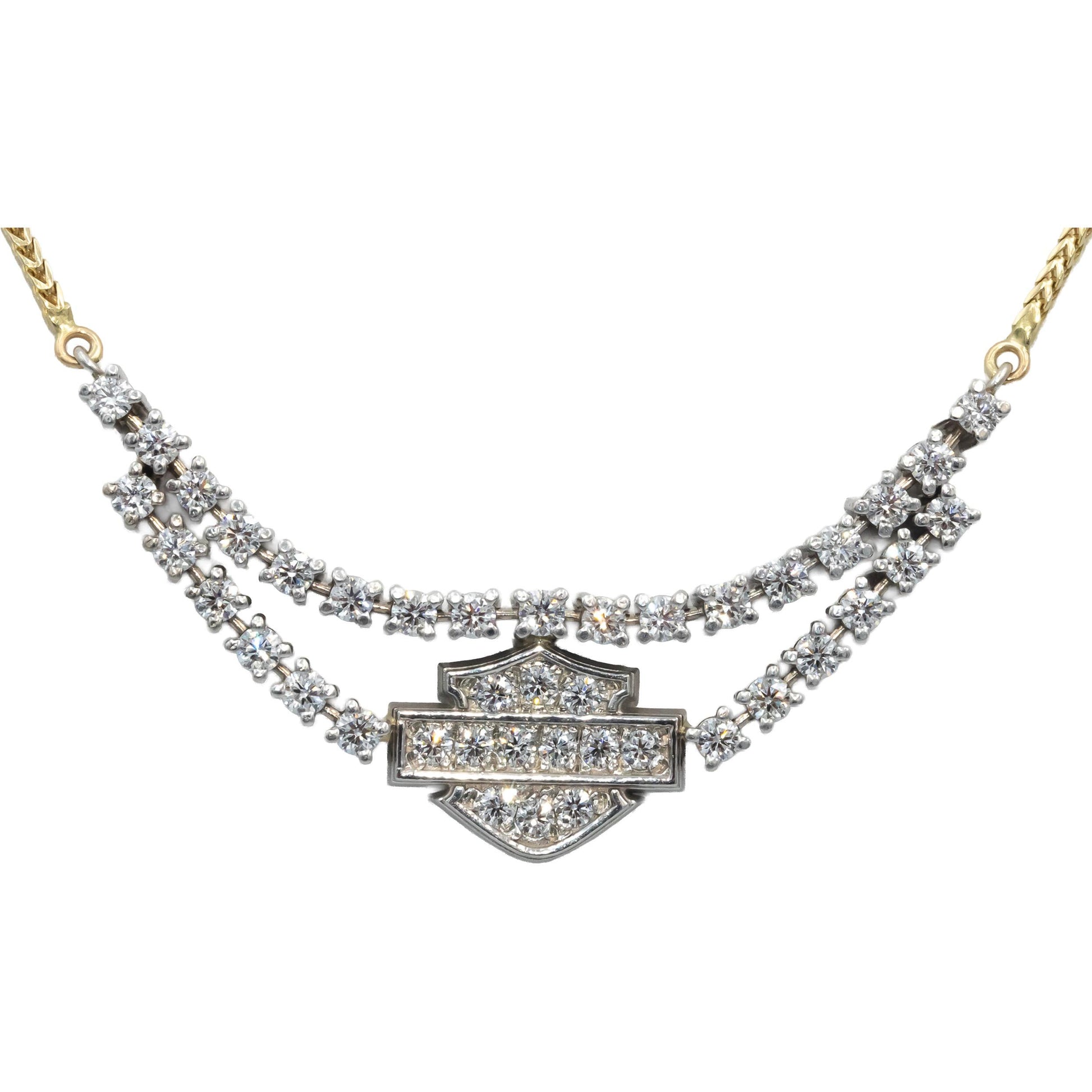 HARLEY DAVIDSON 14k White Yellow Gold Diamond Pendant Necklace 2.0CT FG VS RARE